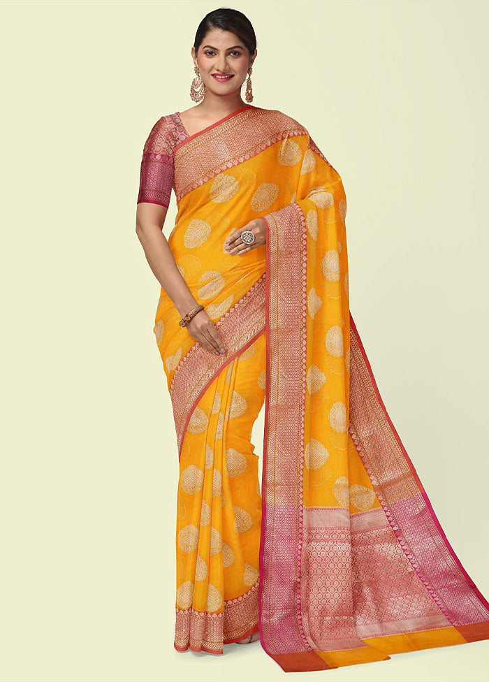 Gold Silk Zari Saree Without Blouse Piece - Indian Silk House Agencies