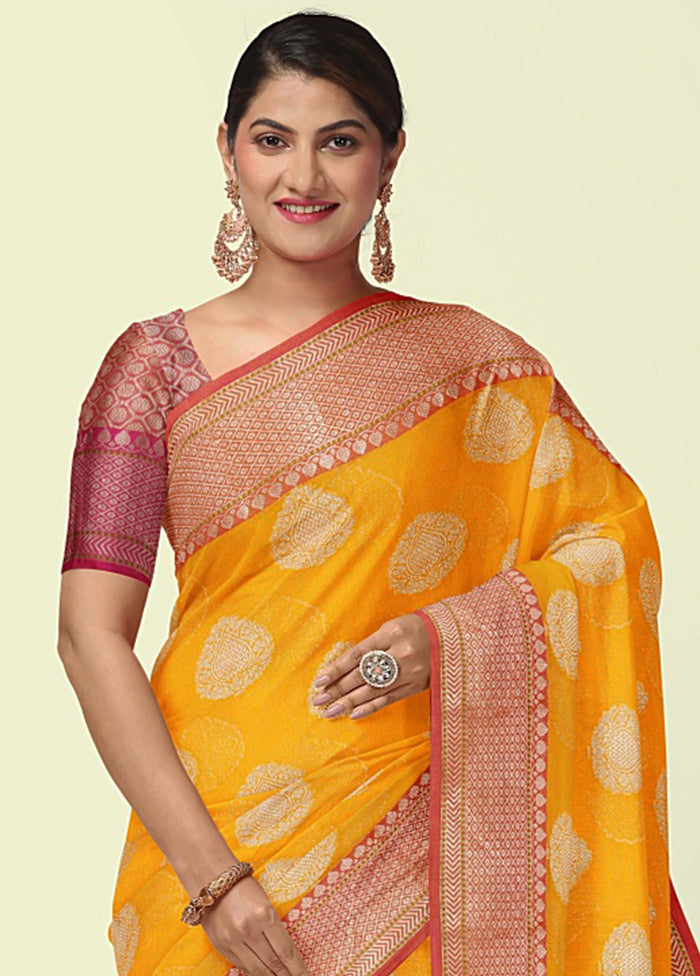 Gold Silk Zari Saree Without Blouse Piece - Indian Silk House Agencies