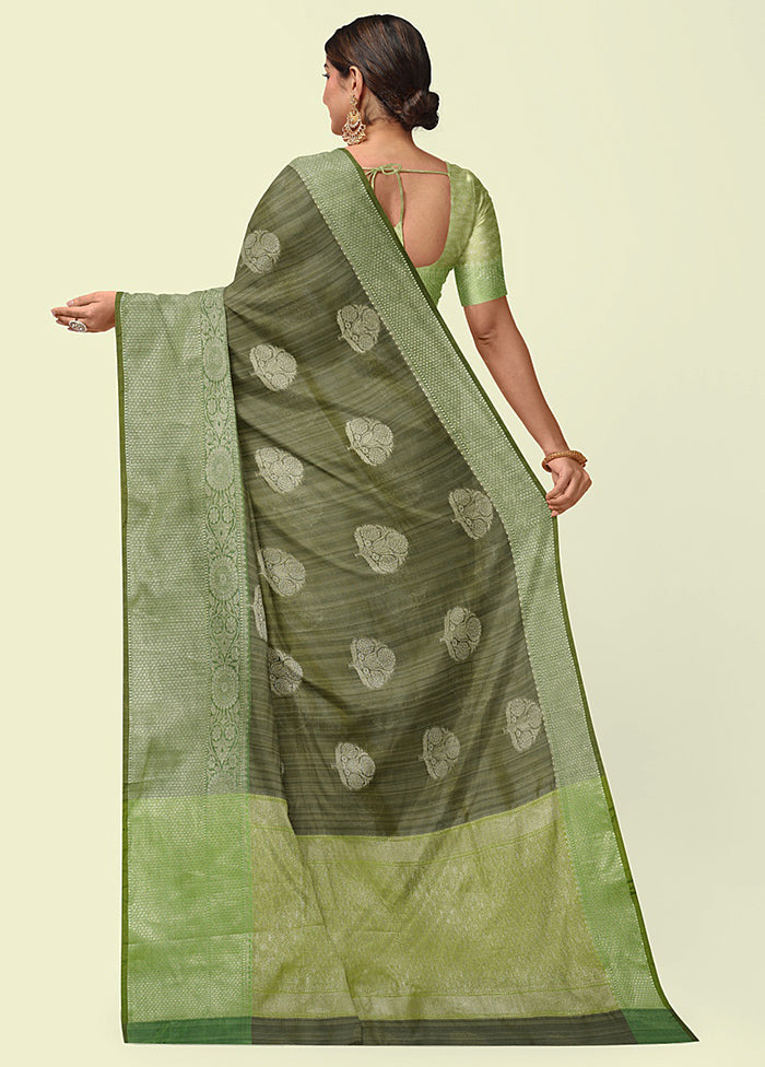 Rust Green Matka Silk Zari Saree Without Blouse Piece - Indian Silk House Agencies