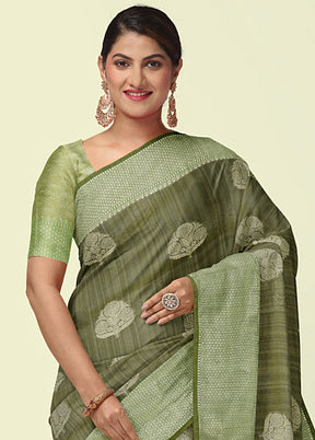 Rust Green Matka Silk Zari Saree Without Blouse Piece - Indian Silk House Agencies