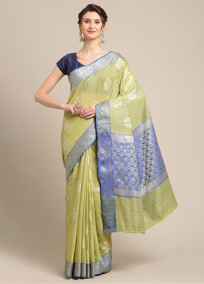 Green Silk Zari Saree Without Blouse Piece - Indian Silk House Agencies