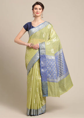 Green Silk Zari Saree Without Blouse Piece - Indian Silk House Agencies