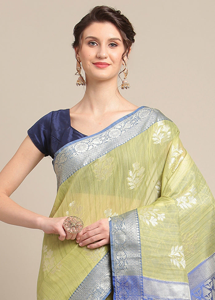 Green Silk Zari Saree Without Blouse Piece - Indian Silk House Agencies