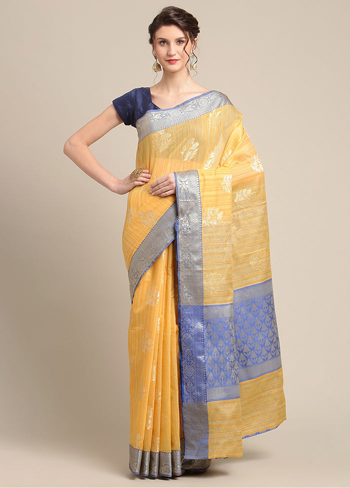 Gold Silk Zari Saree Without Blouse Piece - Indian Silk House Agencies