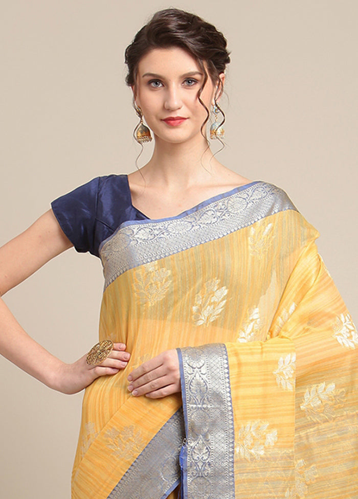 Gold Silk Zari Saree Without Blouse Piece - Indian Silk House Agencies
