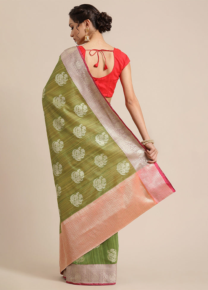 Green Silk Zari Saree Without Blouse Piece - Indian Silk House Agencies