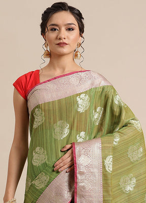 Green Silk Zari Saree Without Blouse Piece - Indian Silk House Agencies