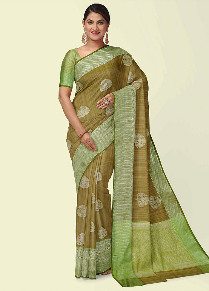 Brown Silk Zari Saree Without Blouse Piece - Indian Silk House Agencies