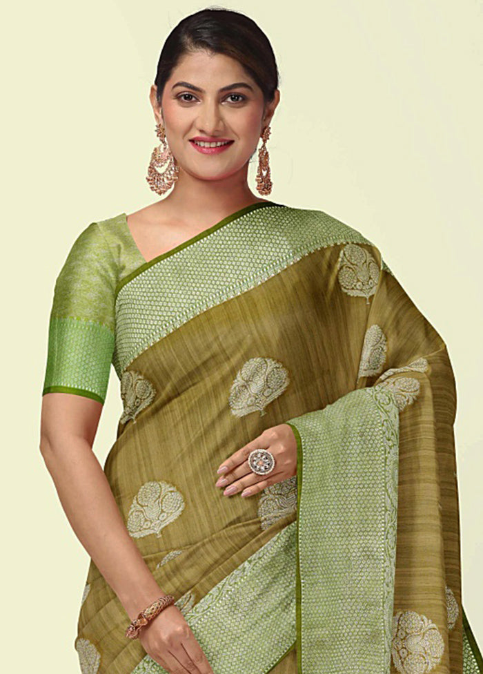 Brown Silk Zari Saree Without Blouse Piece - Indian Silk House Agencies