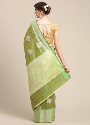 Green Silk Zari Saree Without Blouse Piece - Indian Silk House Agencies