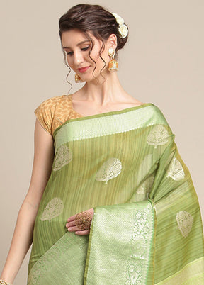 Green Silk Zari Saree Without Blouse Piece - Indian Silk House Agencies