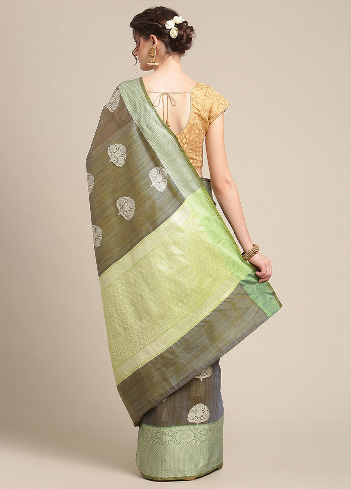 Grey Silk Zari Saree Without Blouse Piece - Indian Silk House Agencies