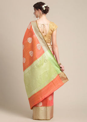 Rust Silk Zari Saree Without Blouse Piece - Indian Silk House Agencies