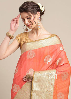 Rust Silk Zari Saree Without Blouse Piece - Indian Silk House Agencies