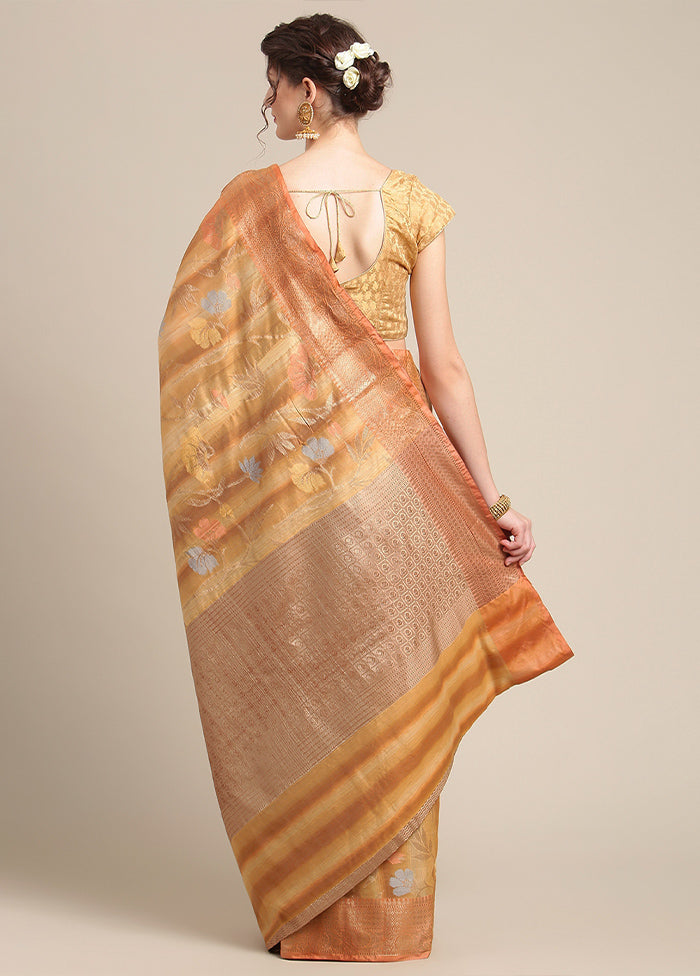 Brown Silk Zari Saree Without Blouse Piece - Indian Silk House Agencies