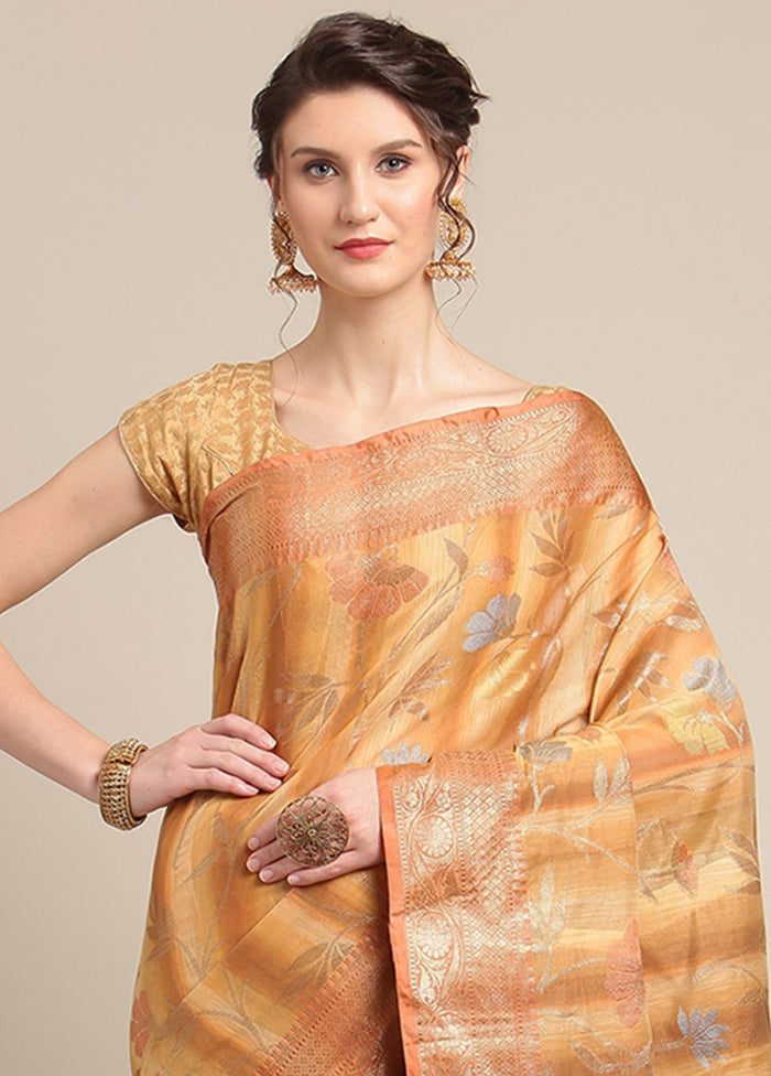 Brown Silk Zari Saree Without Blouse Piece - Indian Silk House Agencies