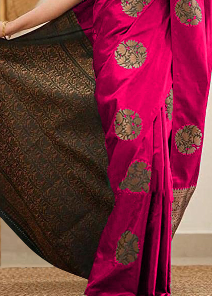 Pink Banarasi Silk Saree With Blouse Piece