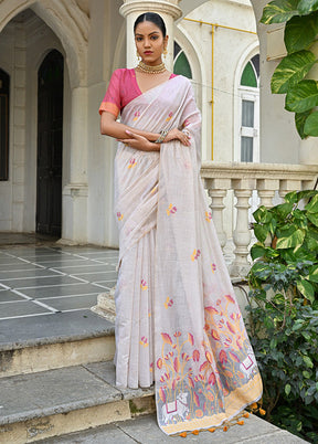 Yellow Cotton Saree With Blouse Piece