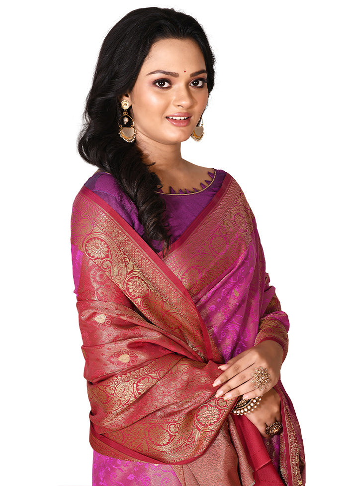 Pink Katan Silk Saree With Blouse Piece