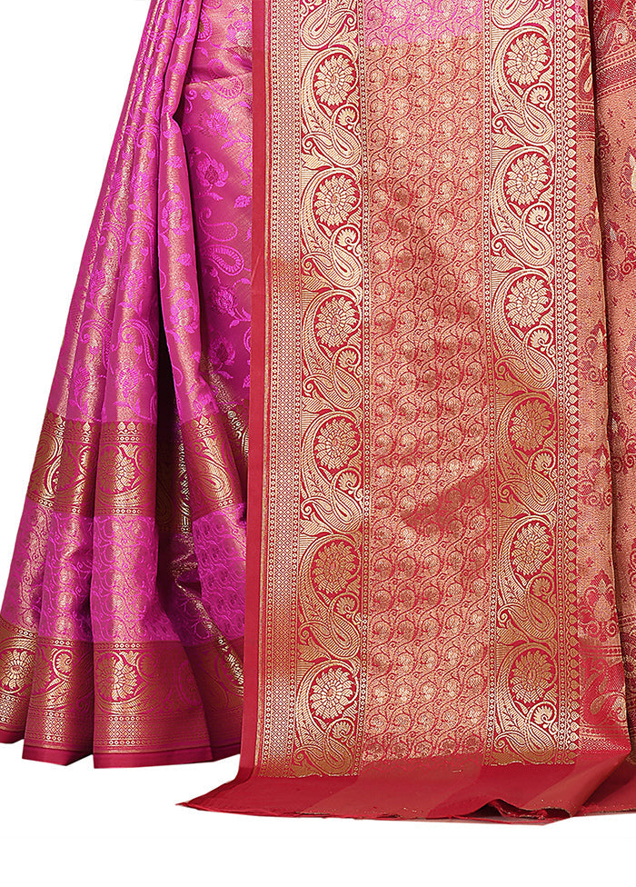 Pink Katan Silk Saree With Blouse Piece - Indian Silk House Agencies