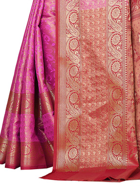 Pink Katan Silk Saree With Blouse Piece