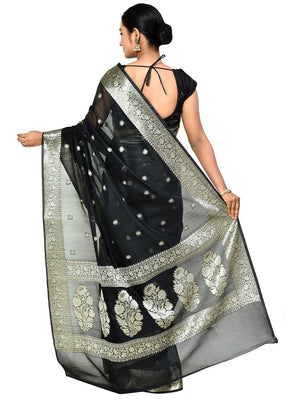 Black Cotton Saree With Blouse Piece - Indian Silk House Agencies