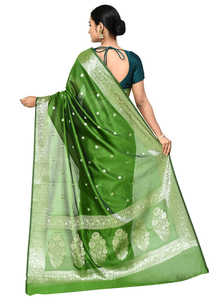 Green Cotton Saree With Blouse Piece - Indian Silk House Agencies