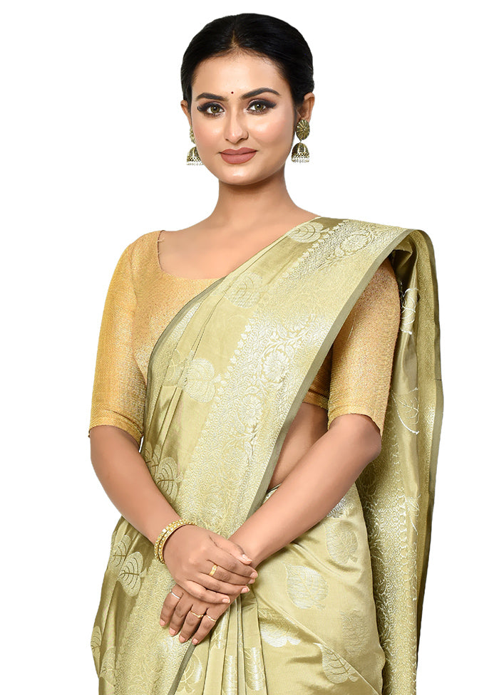 Cream Dupion Silk Saree With Blouse Piece