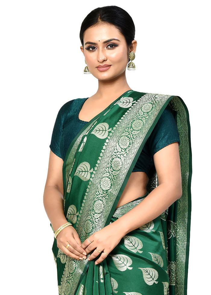 Green Dupion Silk Saree With Blouse Piece - Indian Silk House Agencies