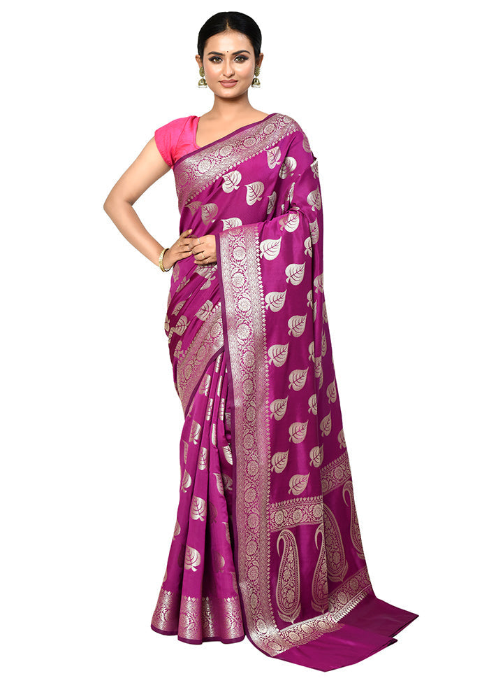 Pink Dupion Silk Saree With Blouse Piece