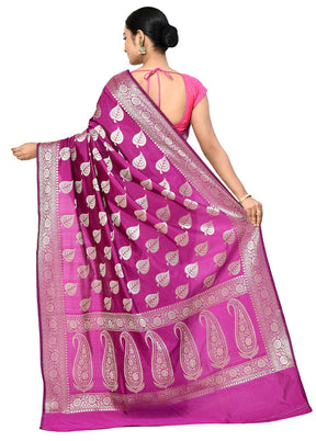 Pink Dupion Silk Saree With Blouse Piece