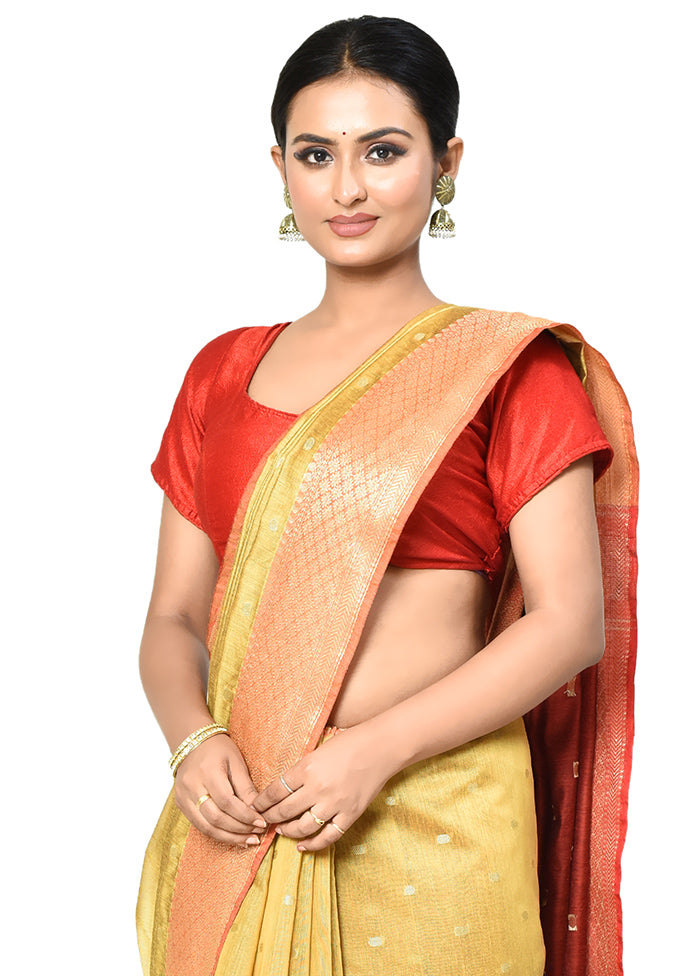 Yellow Cotton Saree With Blouse Piece - Indian Silk House Agencies