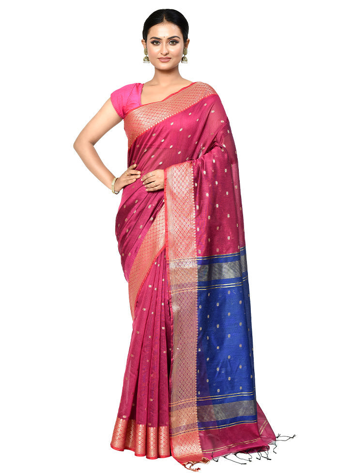 Pink Cotton Saree With Blouse Piece - Indian Silk House Agencies