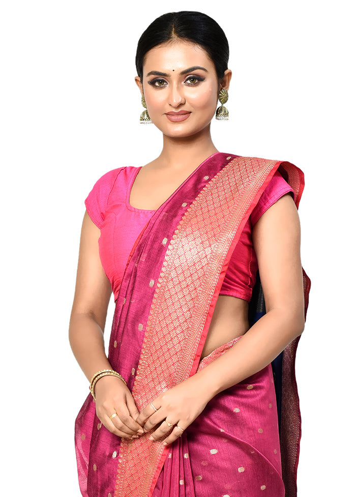 Pink Cotton Saree With Blouse Piece - Indian Silk House Agencies