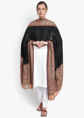 Black Pashmina Woolen Shawl - Indian Silk House Agencies