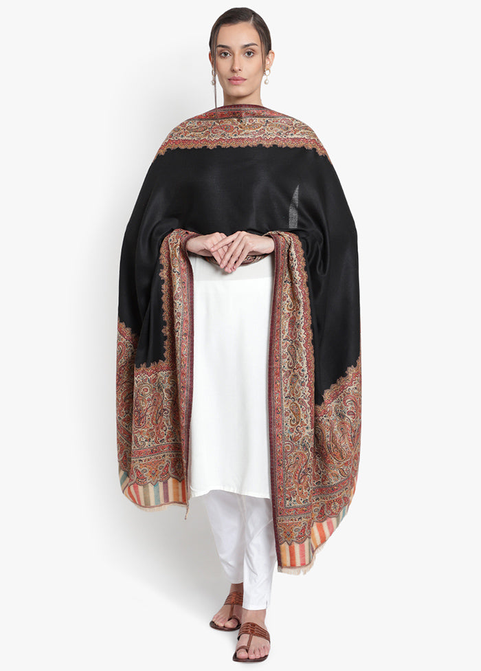 Black Pashmina Woolen Shawl - Indian Silk House Agencies