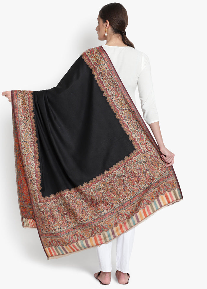 Black Pashmina Woolen Shawl - Indian Silk House Agencies