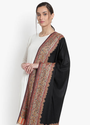 Black Pashmina Woolen Shawl - Indian Silk House Agencies