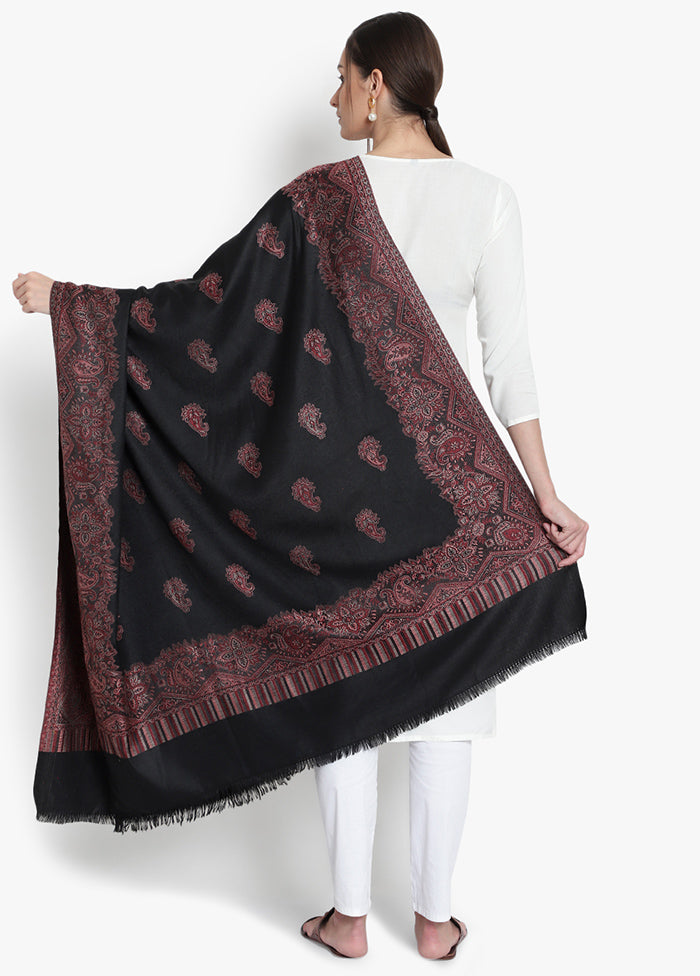 Black Paisely Woolen Shawl - Indian Silk House Agencies