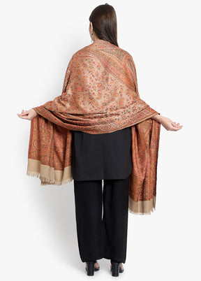 Beige Paisley Woolen Shawl - Indian Silk House Agencies