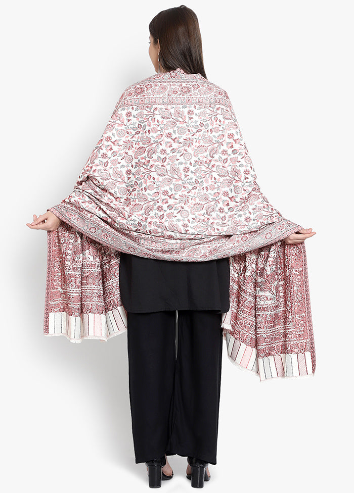 Cream Paisley Woolen Shawl - Indian Silk House Agencies