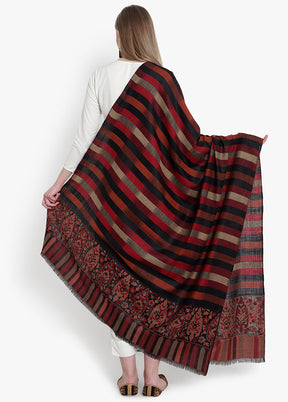 Black Striped Woolen Shawl - Indian Silk House Agencies