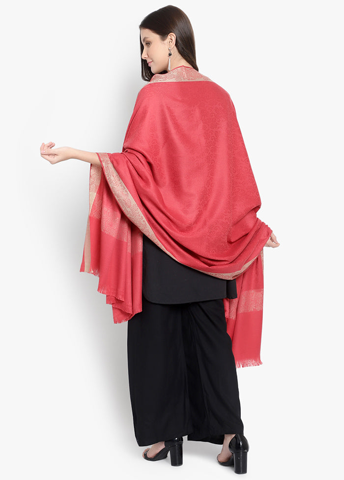 Pink Textured Woolen Shawl - Indian Silk House Agencies