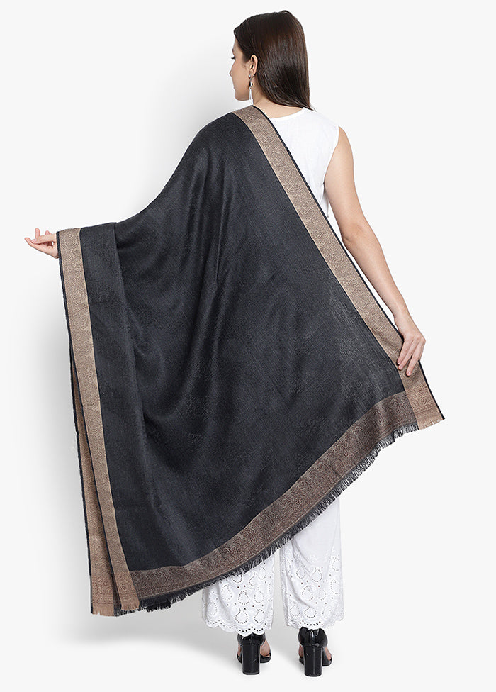 Black Paisley Woolen Shawl - Indian Silk House Agencies