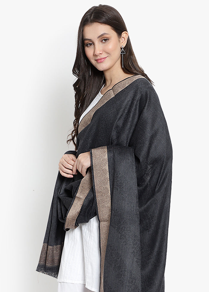 Black Paisley Woolen Shawl - Indian Silk House Agencies