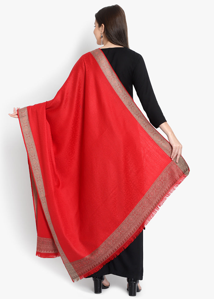 Red Woven Woolen Shawl - Indian Silk House Agencies