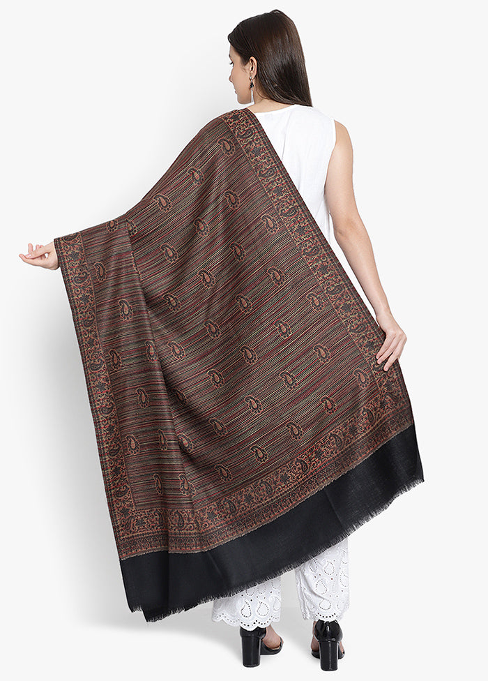 Black Striped Woolen Shawl - Indian Silk House Agencies