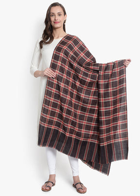 Black Checked Woolen Shawl - Indian Silk House Agencies