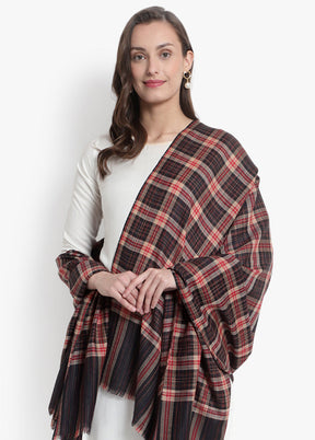 Black Checked Woolen Shawl - Indian Silk House Agencies