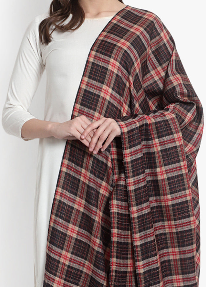 Black Checked Woolen Shawl - Indian Silk House Agencies